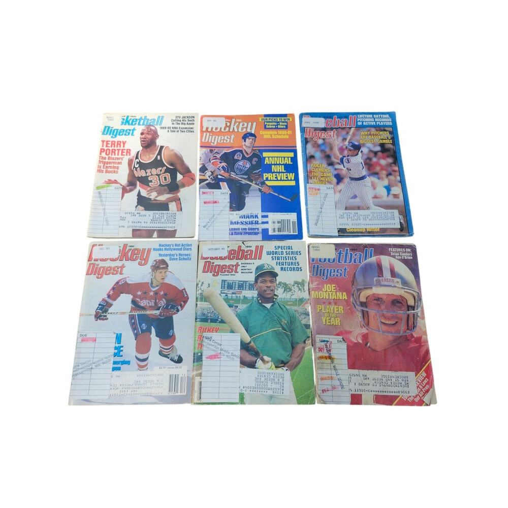 6 Vtg 1990 Sport Digest Paperback Books - Football Baseball Hockey Basketball